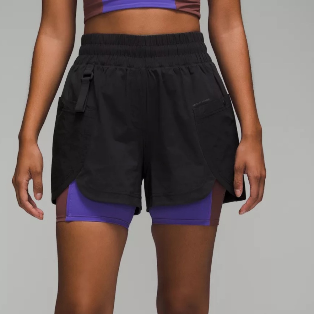 Lululemon Drop In Pocket High Rise Hiking Shorts Black Women's Size 4